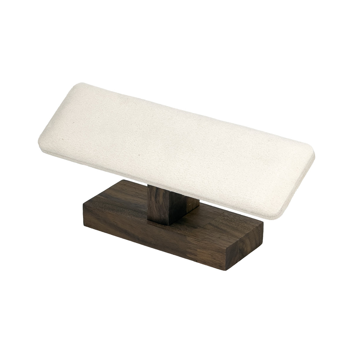 7 3/4" x 3 1/2" Beige Velvet Walnut Wood Flat T-Bar Jewelry Display