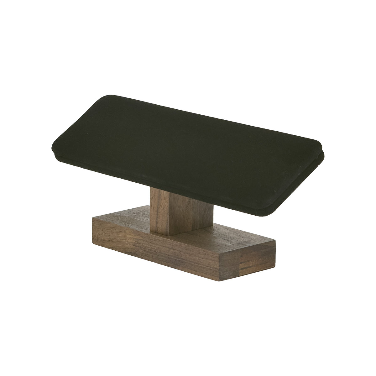7 3/4" x 3 1/2" Black Velvet Walnut Wood Flat T-Bar Jewelry Display