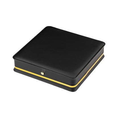 7 5/8" x 7 5/8" Black Leatherette Combo Box with Gold Crown and Trim