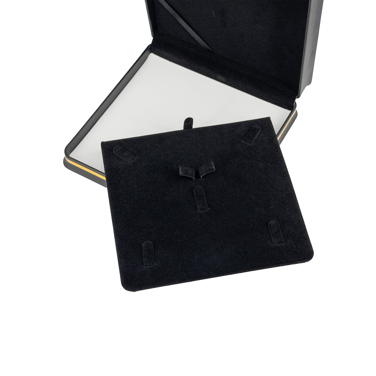 7 5/8" x 7 5/8" Black Leatherette Combo Box with Gold Crown and Trim