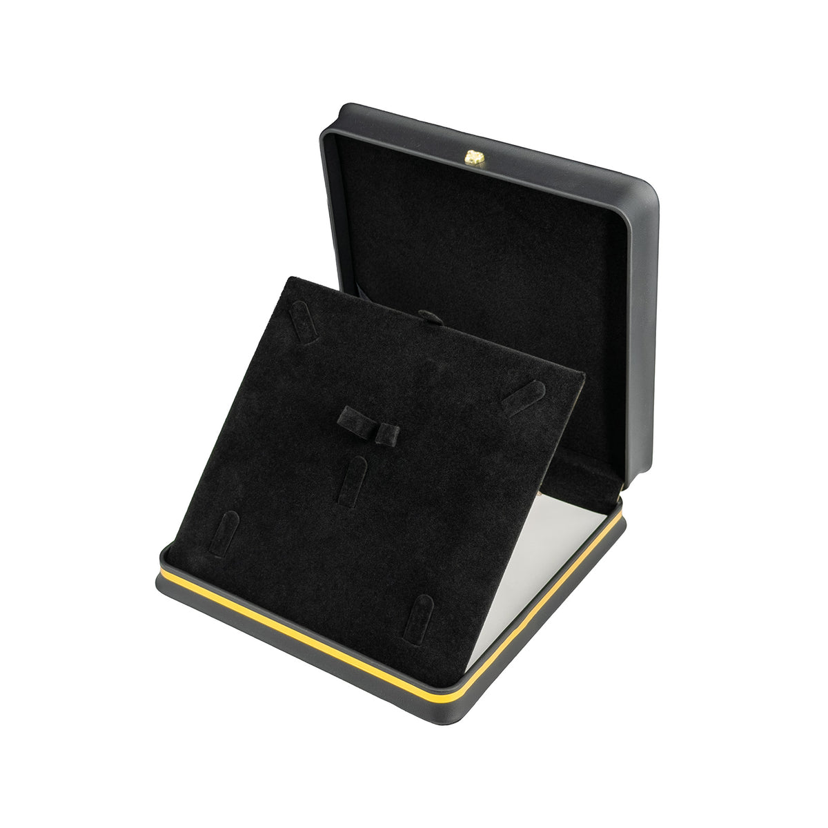 7 5/8" x 7 5/8" Black Leatherette Combo Box with Gold Crown and Trim