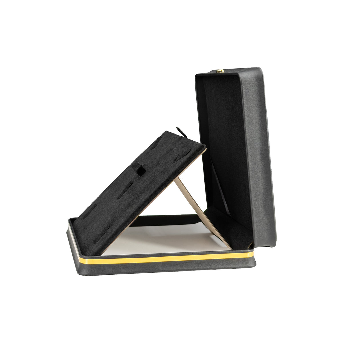 7 5/8" x 7 5/8" Black Leatherette Combo Box with Gold Crown and Trim