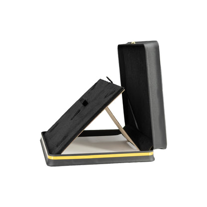 7 5/8" x 7 5/8" Black Leatherette Combo Box with Gold Crown and Trim