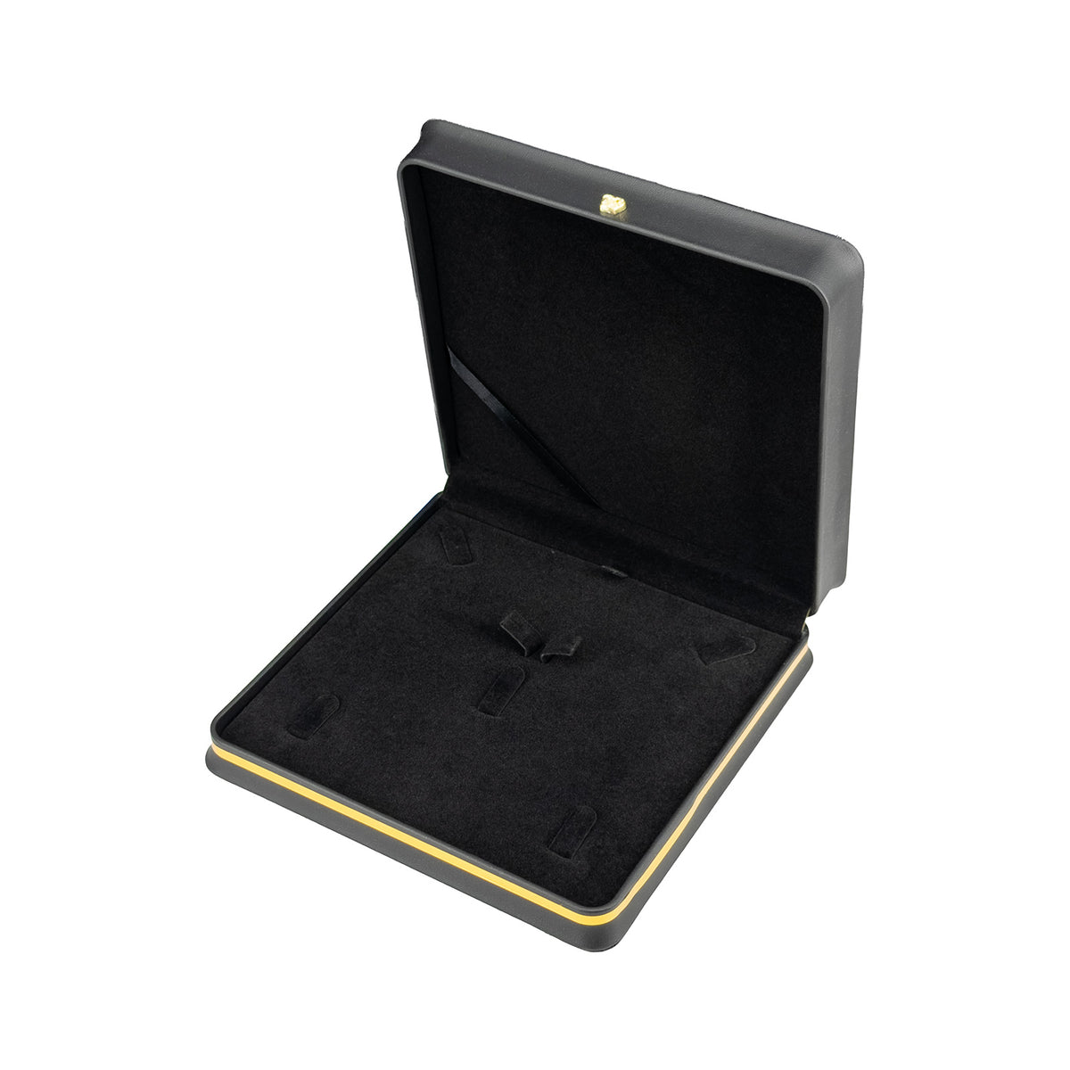 7 5/8" x 7 5/8" Black Leatherette Combo Box with Gold Crown and Trim