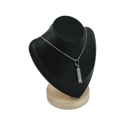 7" Black Leatherette Wood Base Necklace Bust Display