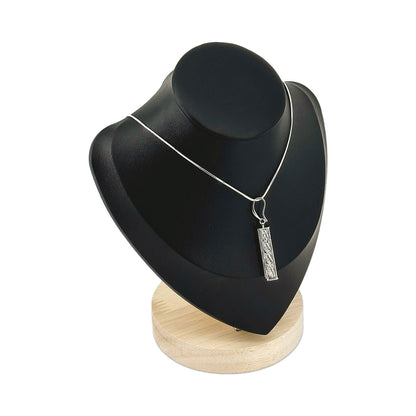7" Black Leatherette Wood Base Necklace Bust Display