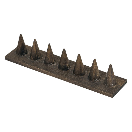 7 Finger Dark Wood Ring Display