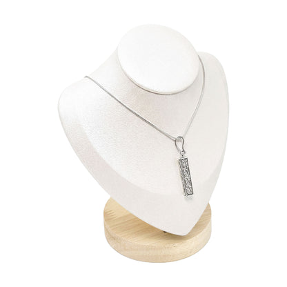 7" Light Beige Suede Wood Base Necklace Bust Display