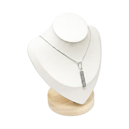 7" White Leatherette Wood Base Necklace Bust Display