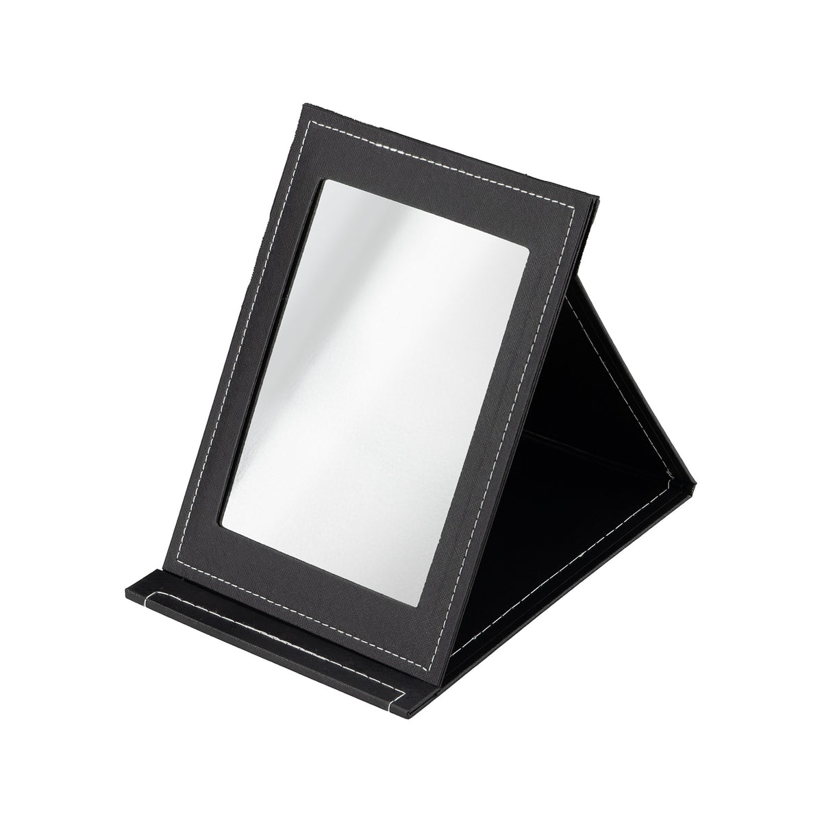 7" x 10" Black Leatherette Portable Folding Collapsible Mirror