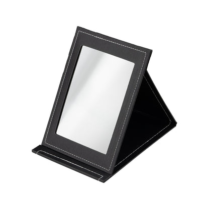 7" x 10" Black Leatherette Portable Folding Collapsible Mirror