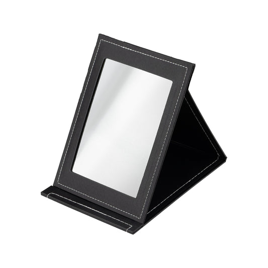 7" x 10" Black Leatherette Portable Folding Collapsible Mirror
