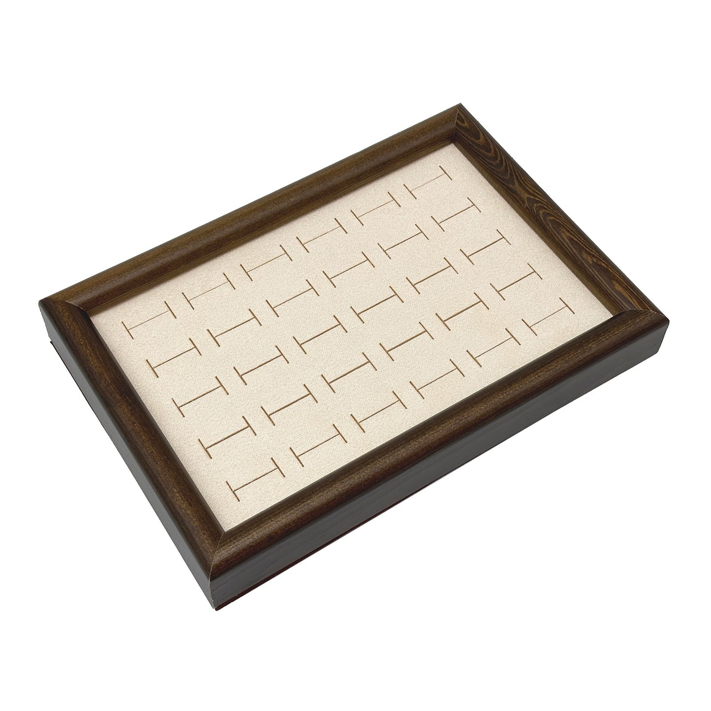 8 1/2" x 5 3/4" Dark Oak Wood 30 Ring Display Tray