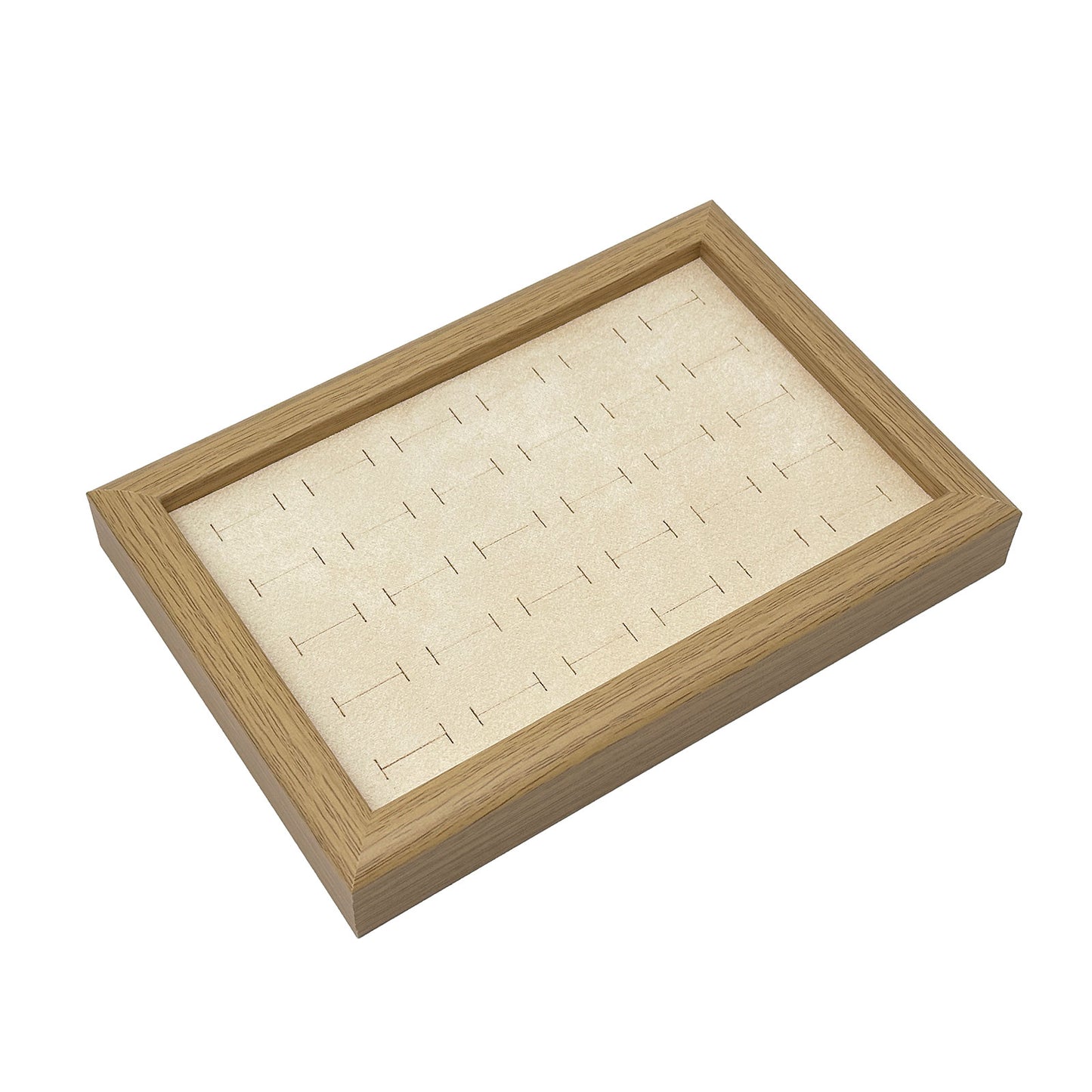 8 1/2" x 5 3/4" Natural Oak Wood 30 Ring Display Tray