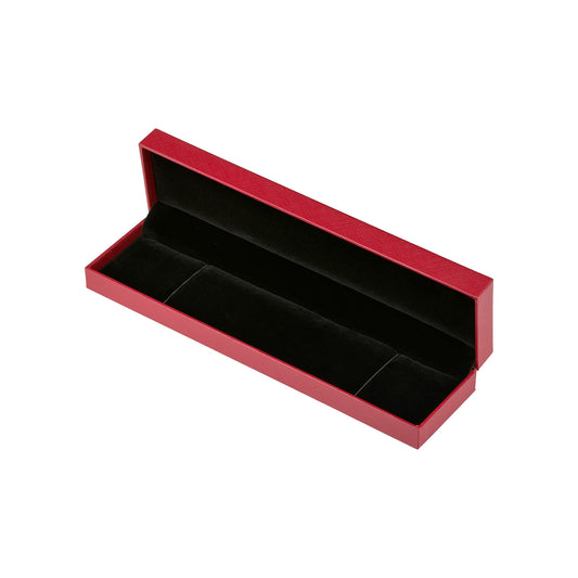 8 5/8" x 2 1/8" Red Leatherette Black Velvet Interior Bracelet Jewelry Box