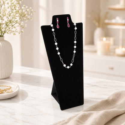 8 7/8" Black Velvet Necklace and Earring Easel Neckform (2-Pack)