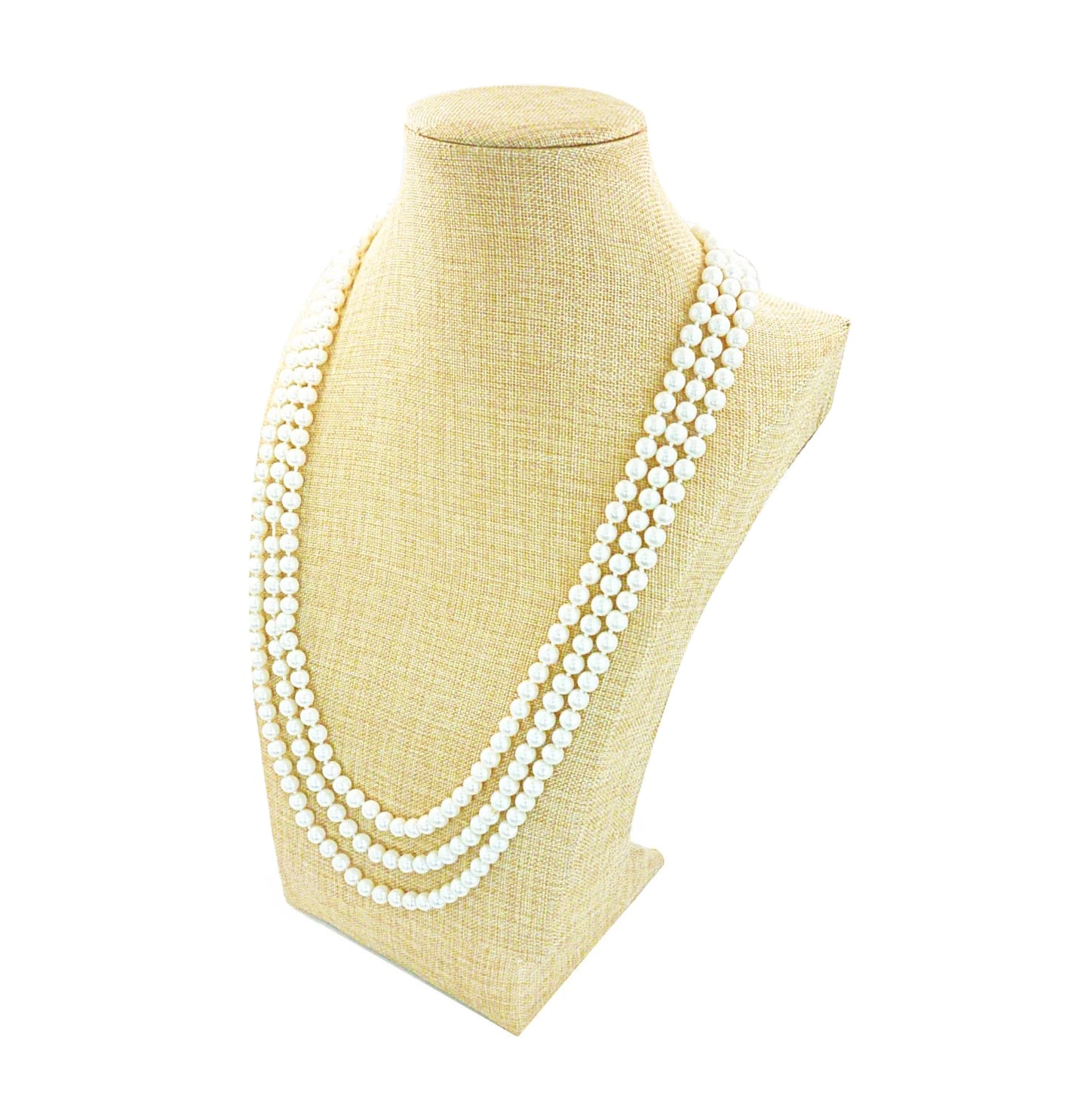 8" Beige Burlap Necklace Bust