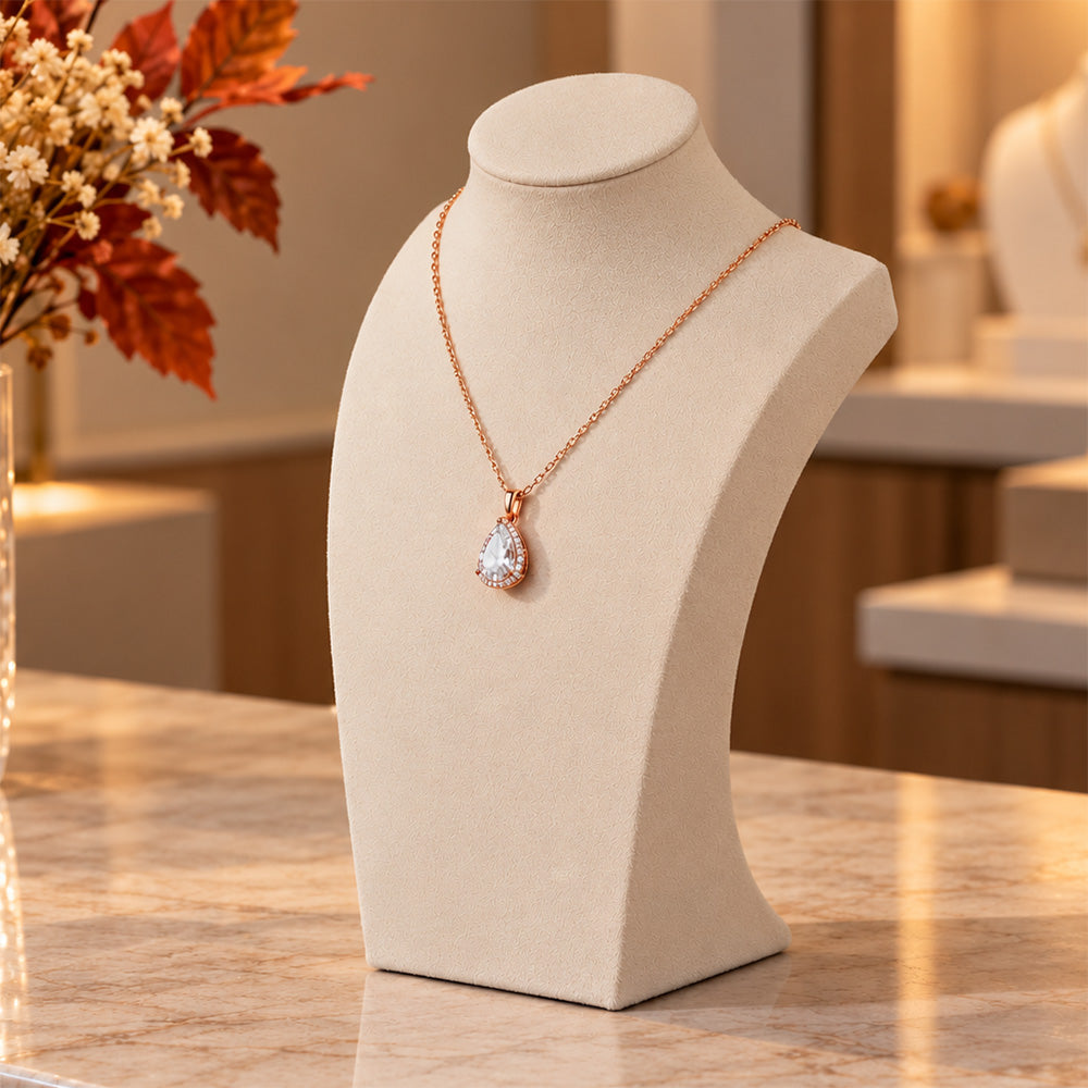 8" Beige Microfiber Necklace Bust Jewelry Display