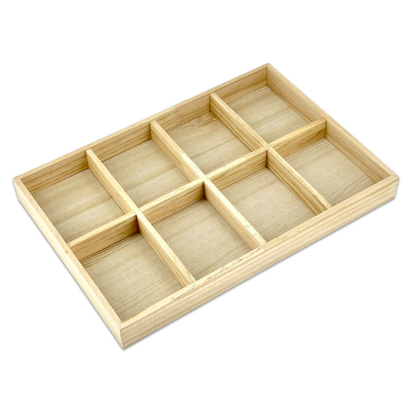 8 Compartment Natural Wood Jewelry Display Tray