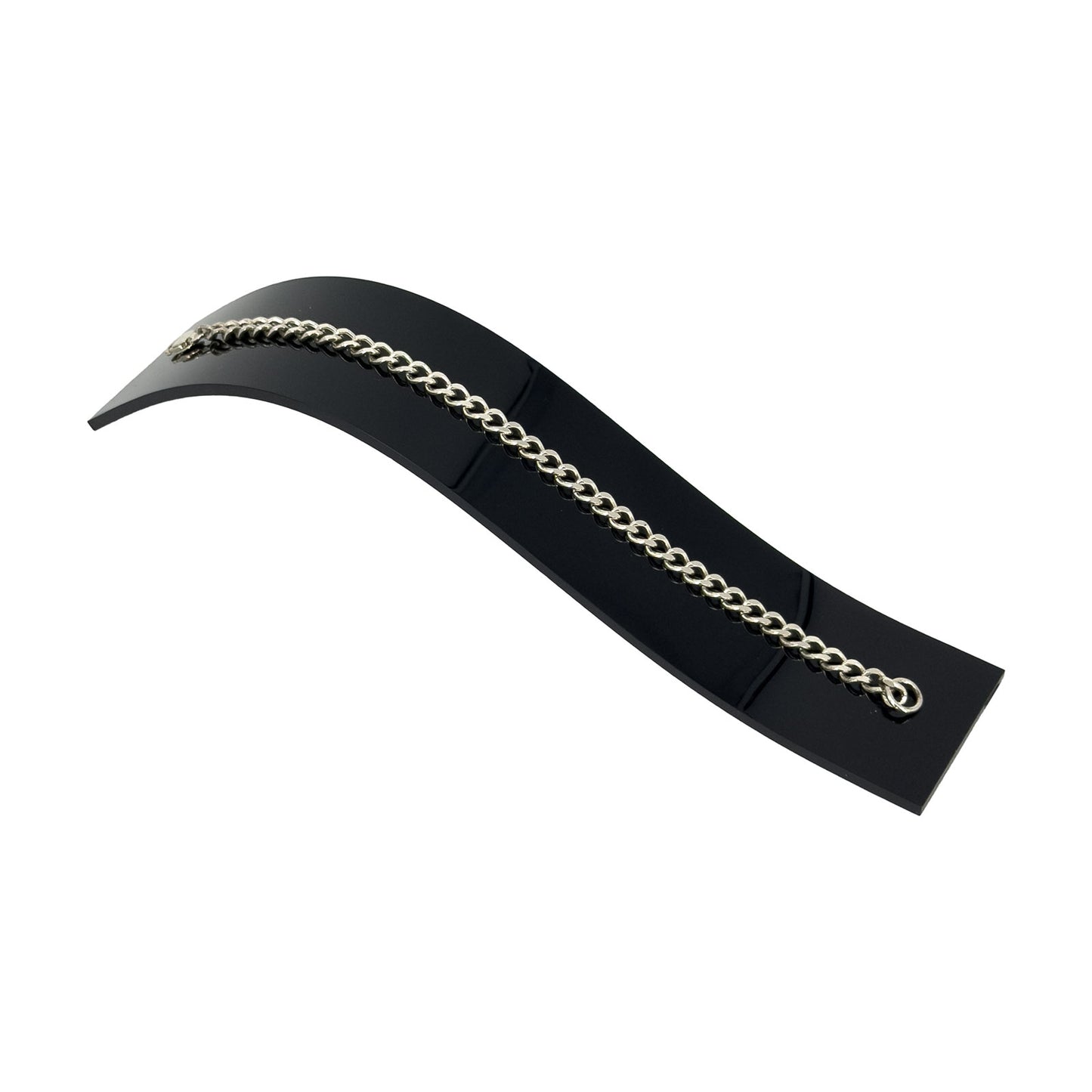 8" x 1 1/2" Black Acrylic Curved Bracelet Display Ramp