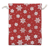 6" x 8" Jute Burlap Red Christmas White Snowflake Drawstring Gift Bags