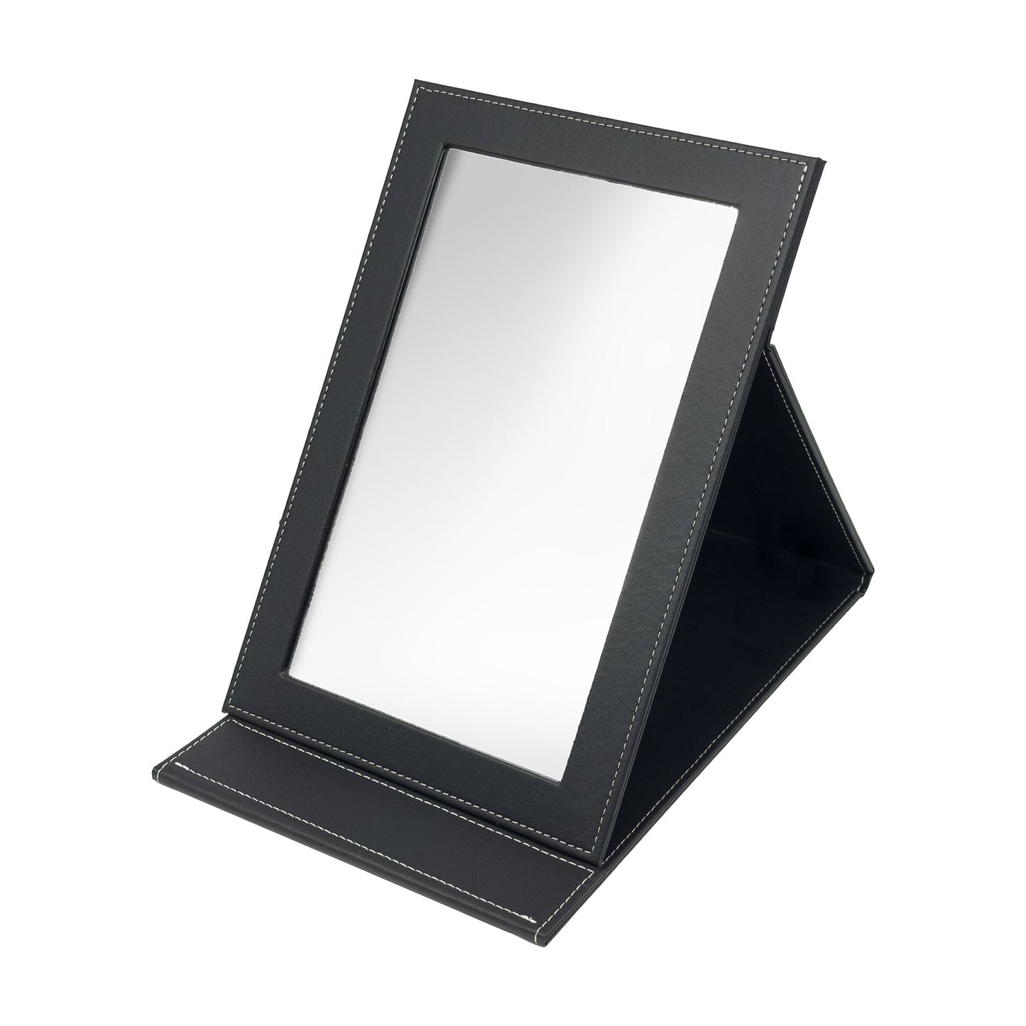 8" x 12" Black PU Leather Folding Collapsible Mirror