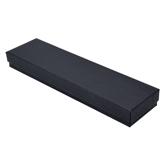 8" x 2" x 1" Black Linen Pattern Cotton Filled Paper Box