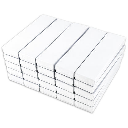 8" x 2" x 1" Matte White Cotton Filled Box