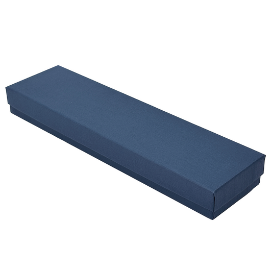 8" x 2" x 1" Navy Linen Pattern Cotton Filled Paper Box