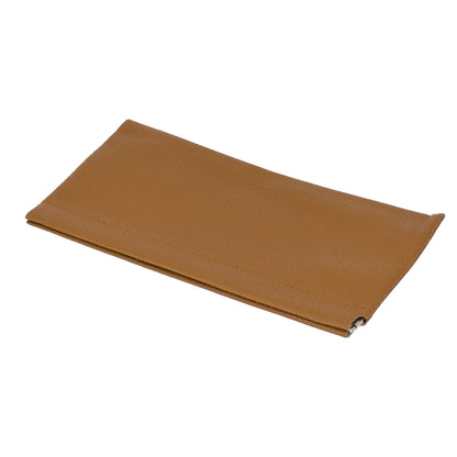 8" x 4 1/4" Brown Leatherette Squeeze-Open Eyeglass Pouch with Microfiber Interior