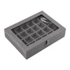 8" x 6" Gray Velvet 24 Compartment Display Case with Glass Top