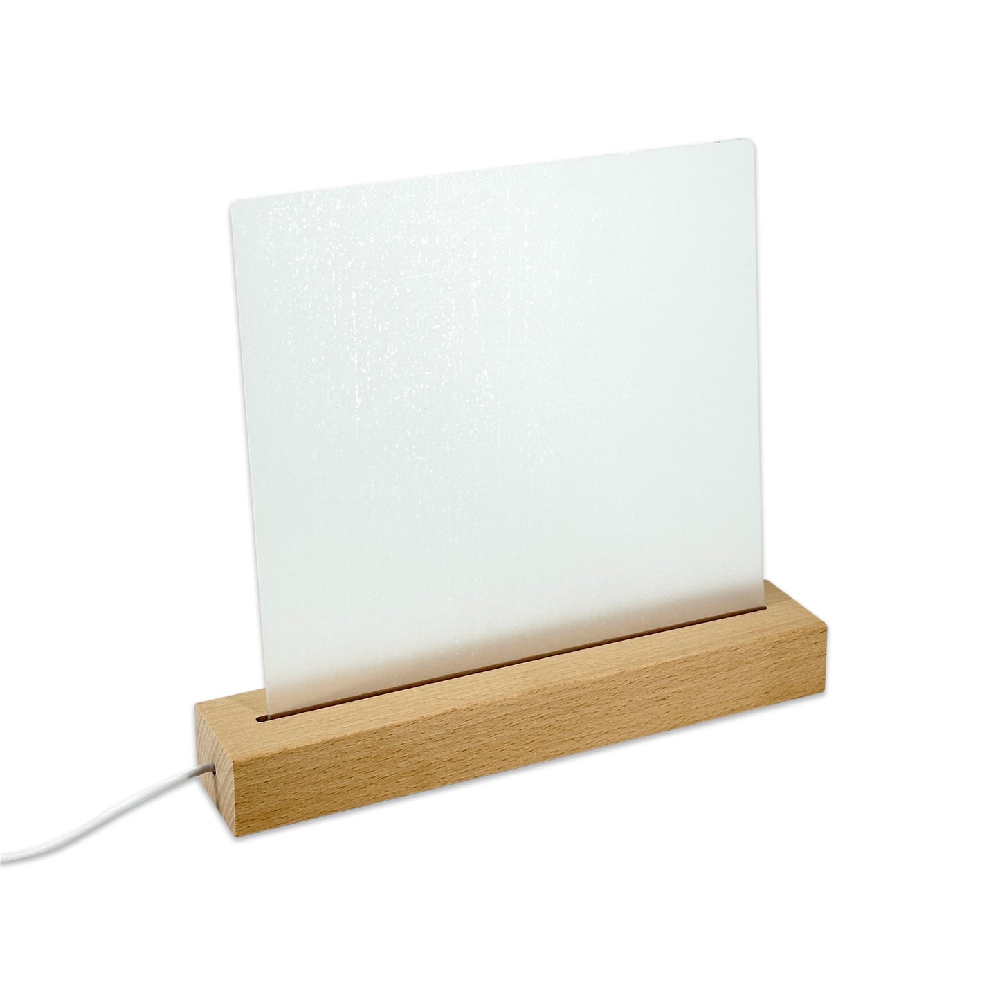 8" x 8" Acrylic Sign Wood Base White LED Light