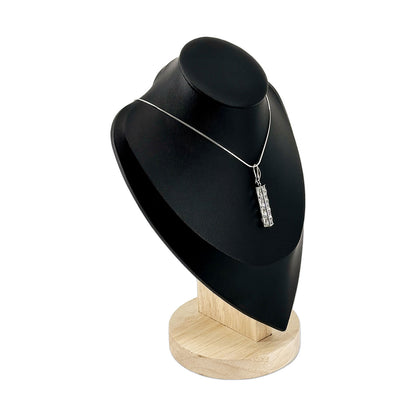 9 1/2" Black Leatherette Wood Base Necklace Bust Display