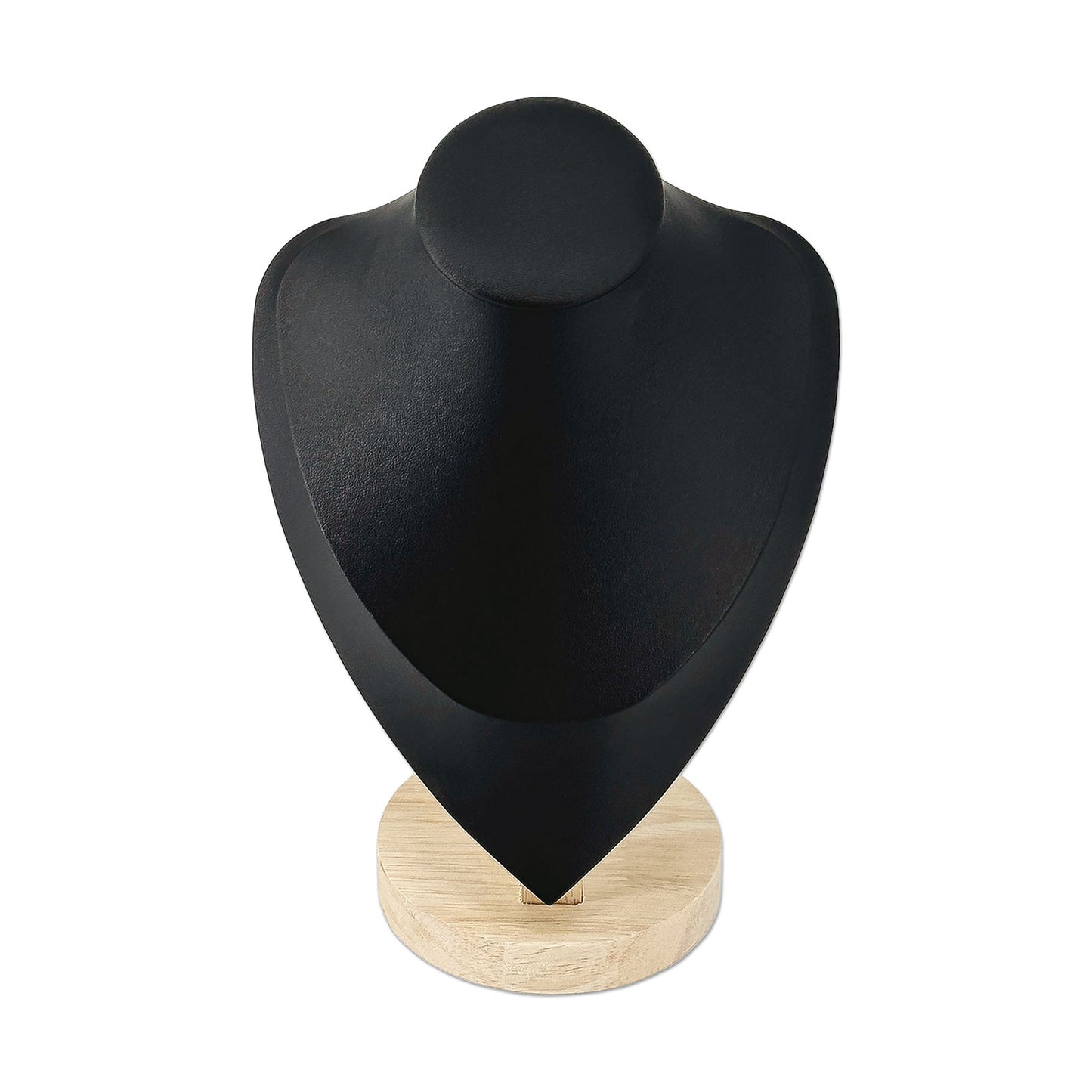 9 1/2" Black Leatherette Wood Base Necklace Bust Display
