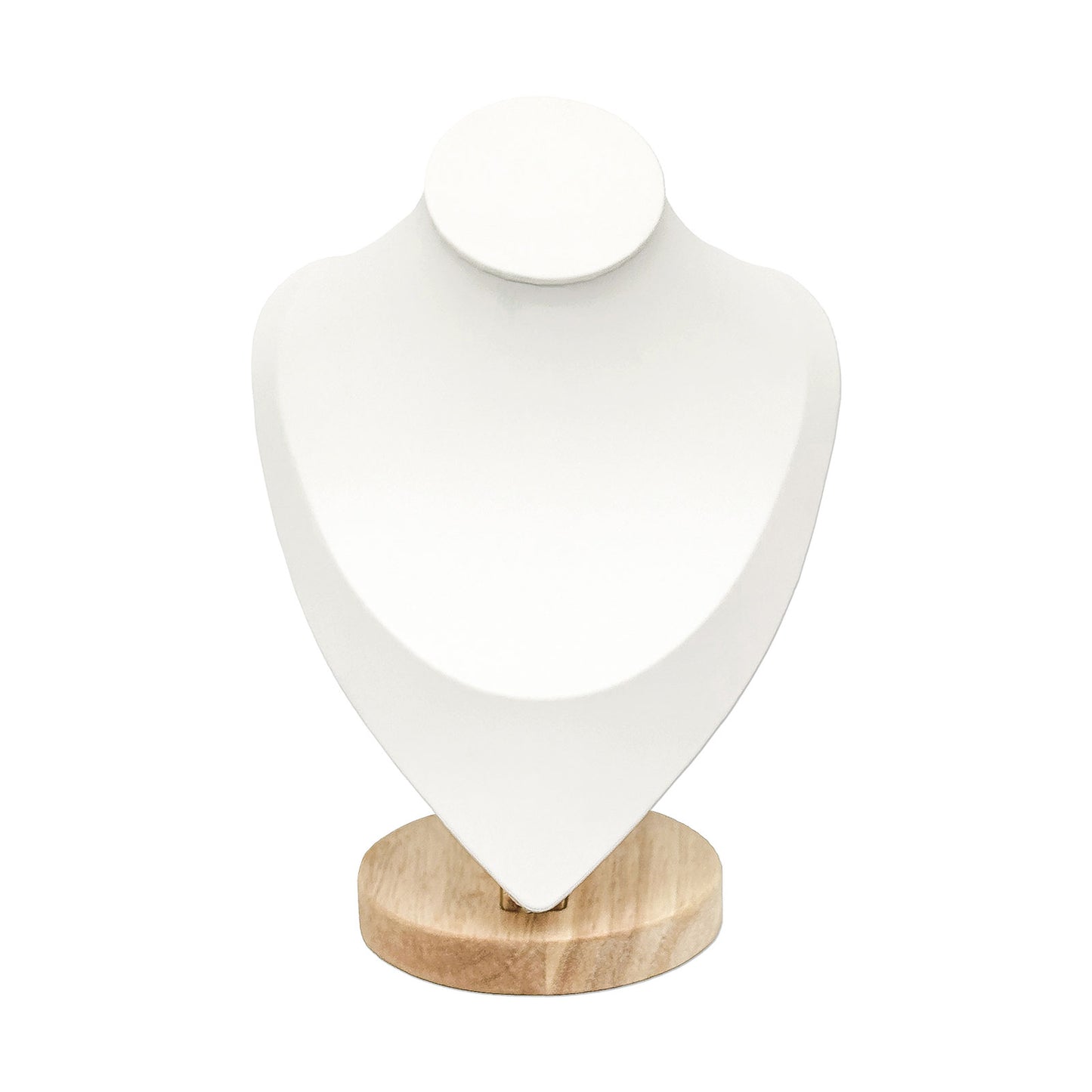9 1/2" White Leatherette Wood Base Necklace Bust Display