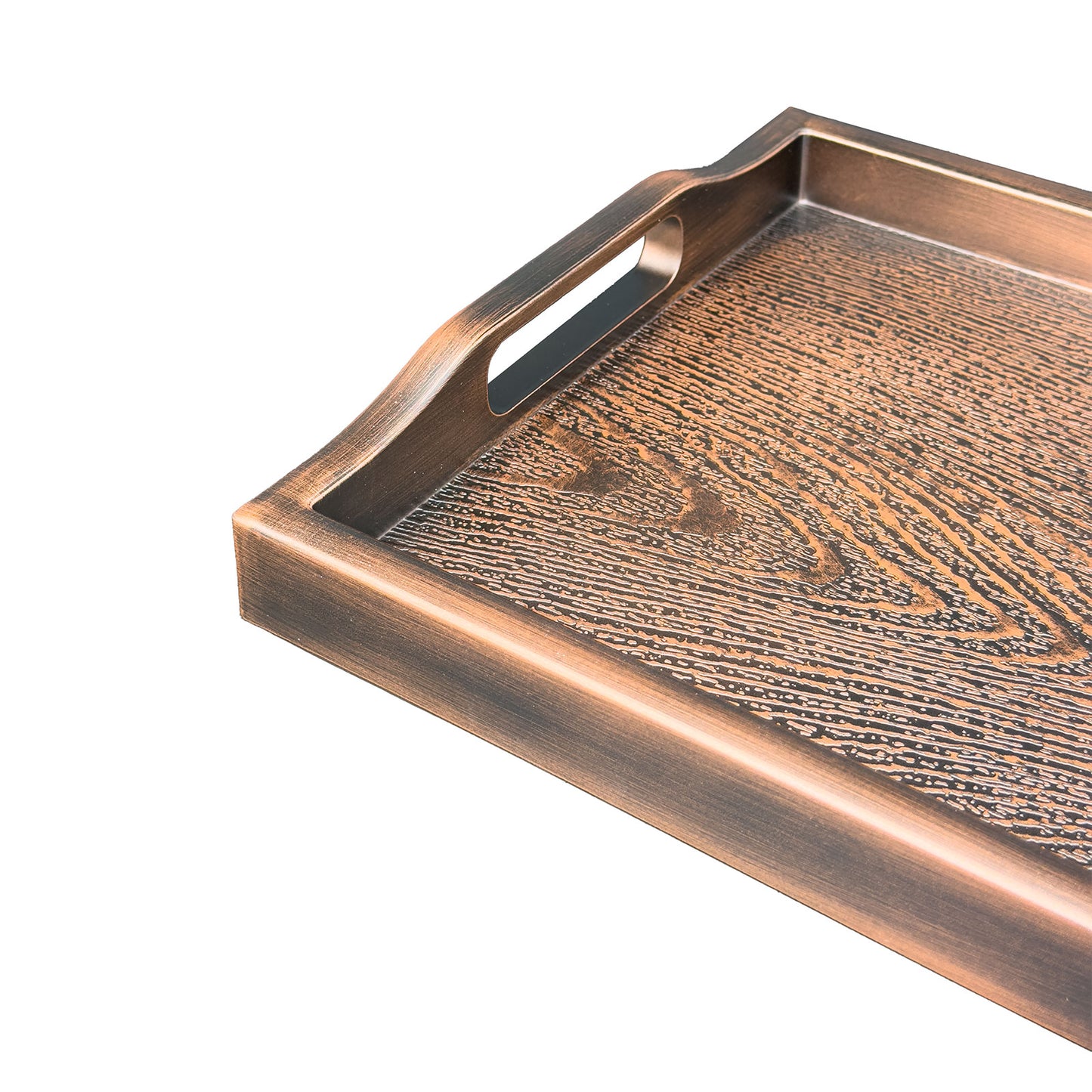 9 3/8" x 9 3/8" Wood Grain Texture Plastic Tray with Handles
