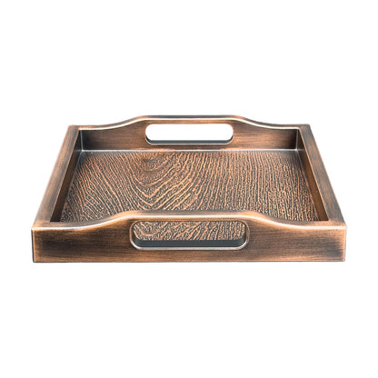 9 3/8" x 9 3/8" Wood Grain Texture Plastic Tray with Handles