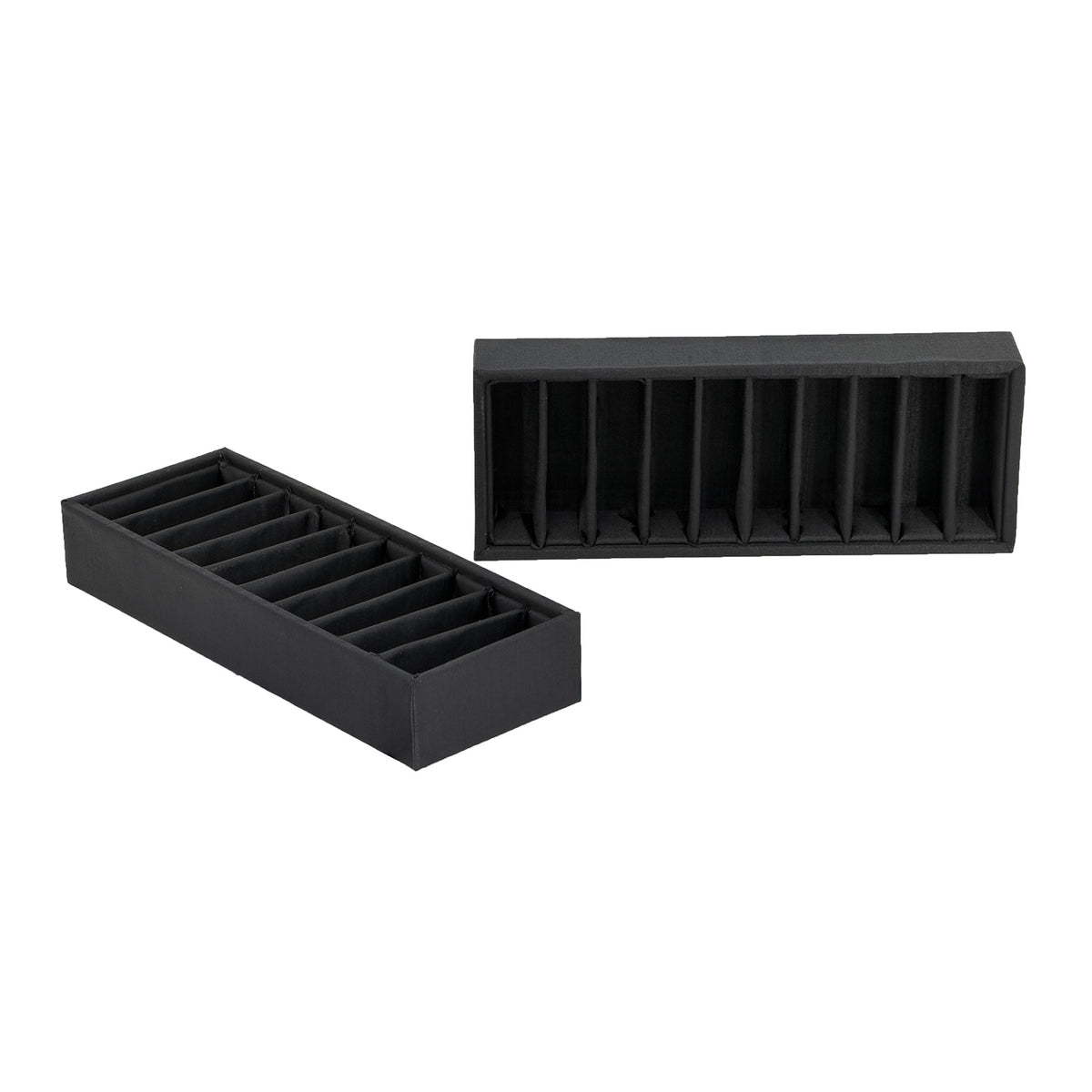 9 1/2" x 3 5/8" Black Linen 10-Slot Bangle Display Tray