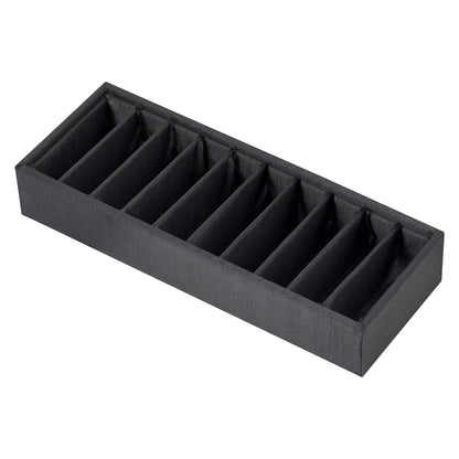 9 1/2" x 3 5/8" Black Linen 10-Slot Bangle Display Tray