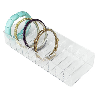 9 1/2" x 3 5/8" Clear Acrylic 10-Slot Bangle Display Tray