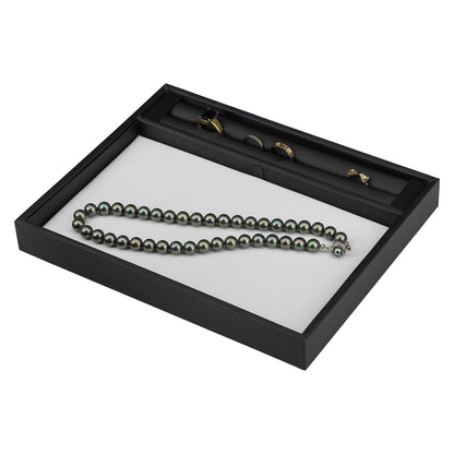 9.8" x 7.9" Black Linen Jewelry Display Tray with Reversible Display Pad