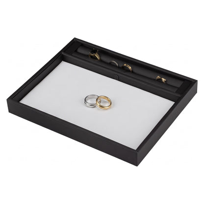 9.8" x 7.9" Black Linen Jewelry Display Tray with Reversible Display Pad