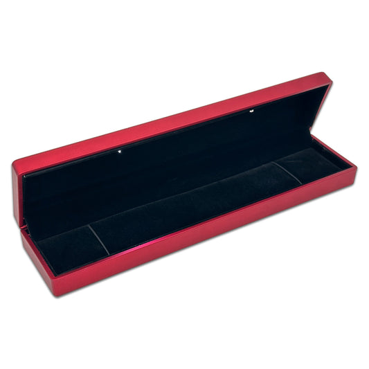 9" x 2 1/8" Matte Red Plastic Bracelet Jewelry Box with LED Light