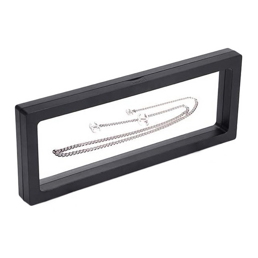 9" x 3.5" Black Floating Frame Jewelry Display Case