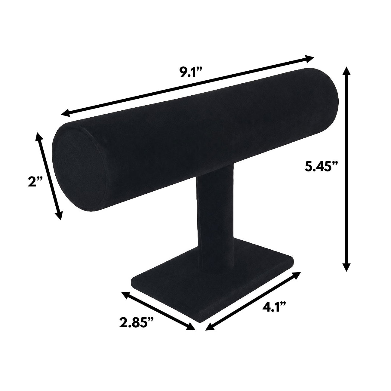 9" x 5 1/2" Black Velvet Single Round T-Bar