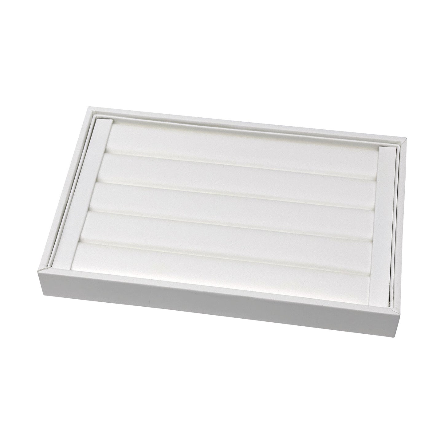 9" x 5 3/4" White Leatherette 4 Row Ring Display Tray