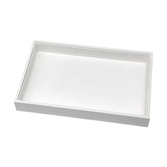 9" x 5 3/4" White Leatherette Jewelry Display Organizer Tray