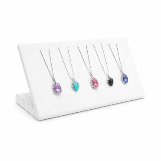 9" x 7" x 4" White Leatherette Earring and Necklace Jewelry Display
