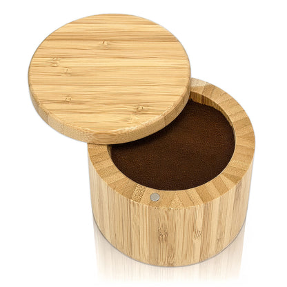 9cm Diameter Round Bamboo Box with Rotating Lid