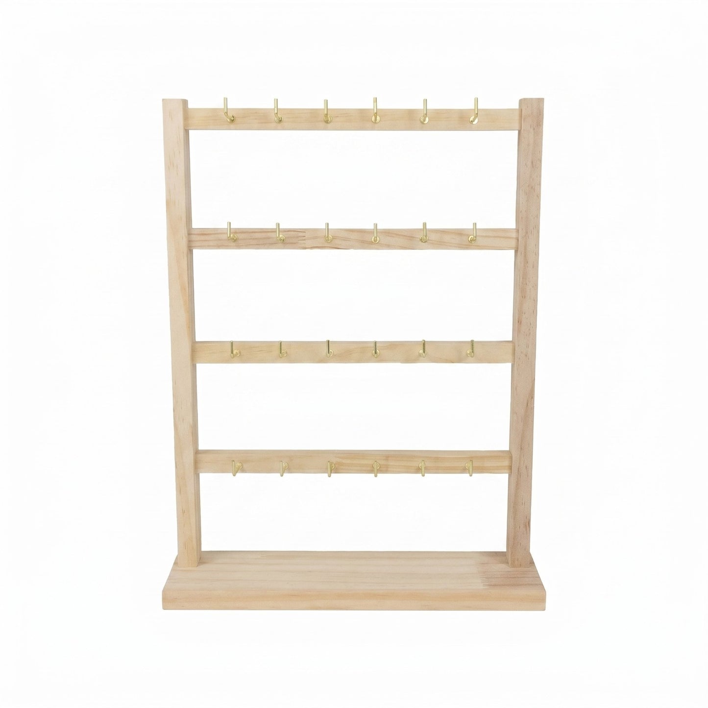 11 3/4" x 14 3/4" 5-Tier Wood Jewelry Display Stand with 24 Hooks